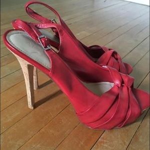 Also Red Peep Toe Heels - Size 8
